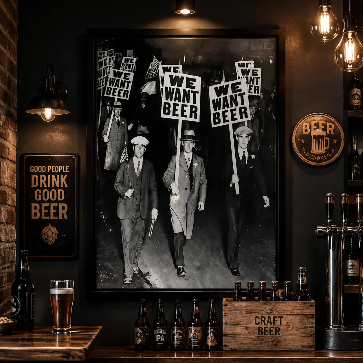 Vintage Prohibition Beer Poster, Funny Retro Bar Wall Art Print, Unique Home Cafe Decor, Vintage Decorations, Pub Kitchen Man Cave Decor, Canvas Wall Art Print, Beer Lover Gift, Rustic Bar Artwork, Brewery Style Poster