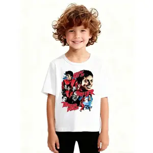 Michael Jackson Kids Cotton T-Shirt, Boys Girls King of Pop Graphic Tee, Vintage Music Fan Short Sleeve, Soft Breathable Summer Casual Top, MJ Birthday Holiday Gift