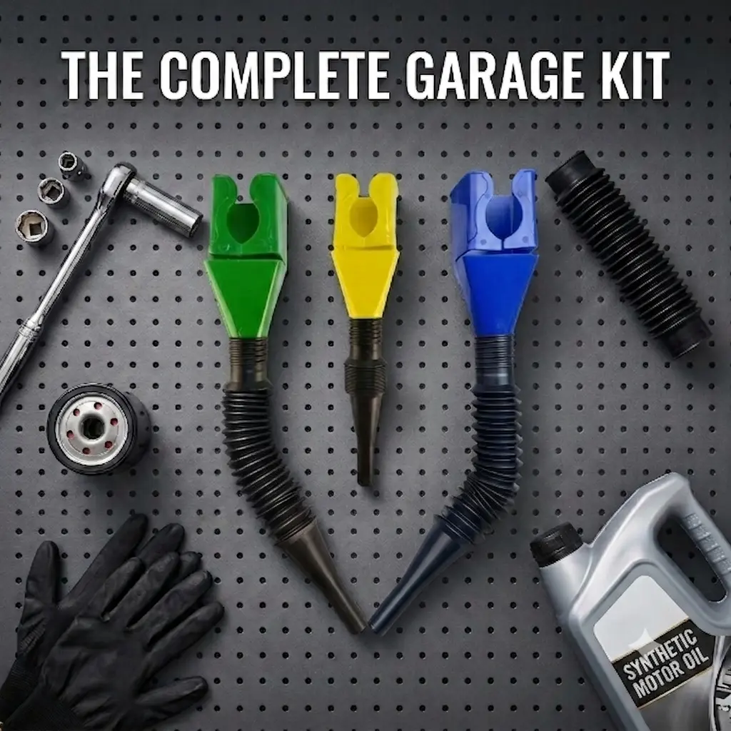 No More Messy Oil Spills! 3-Piece Flexible Retractable Funnel Set for Cars & Motorcycles