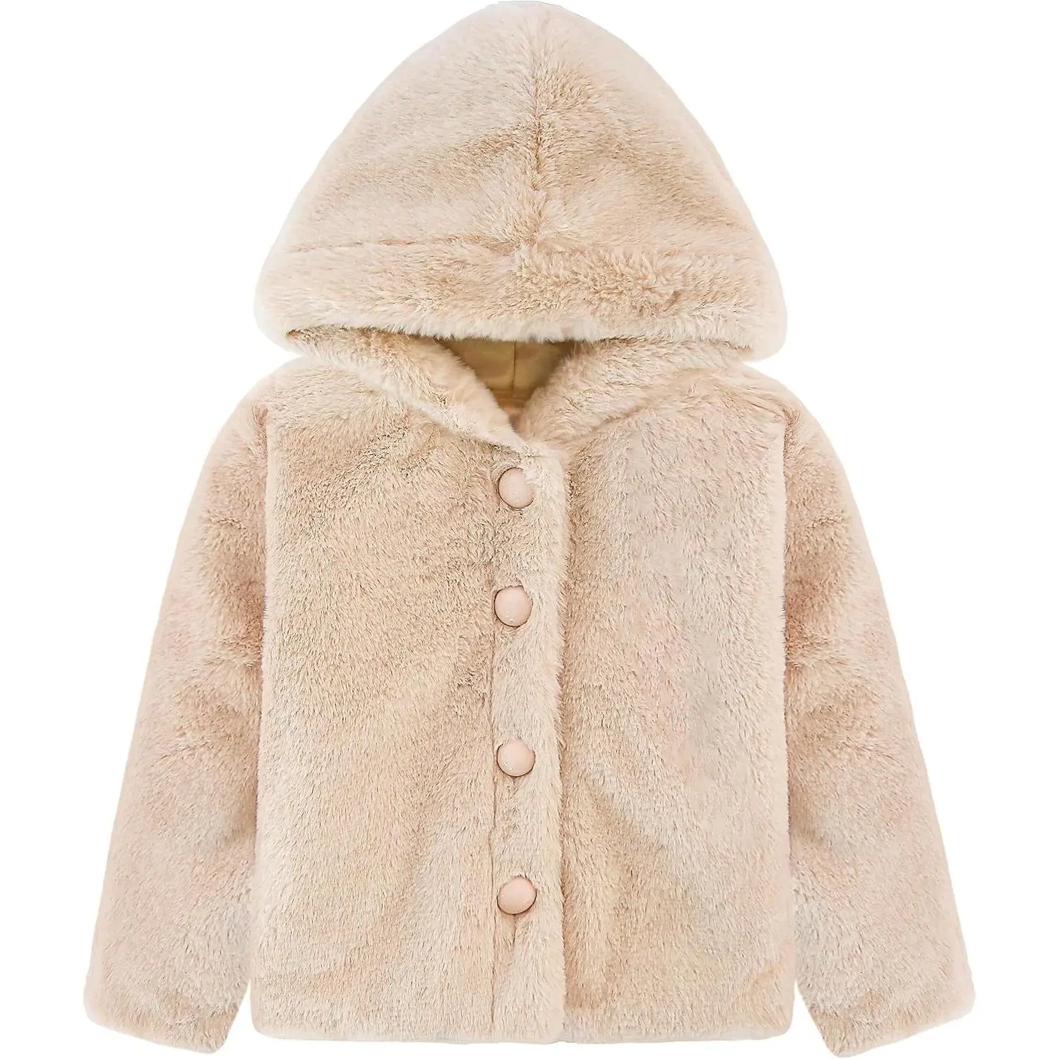Girls Cozy Hooded Winter Faux Fur Jacket Coat