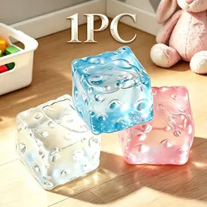 Transparent Block Cheese Squishy Decompression Squeeze Malt Candy Stress Relief Gift Toy, Fun Sensory Plaything for Kids & Adults, Perfect Unboxing Present