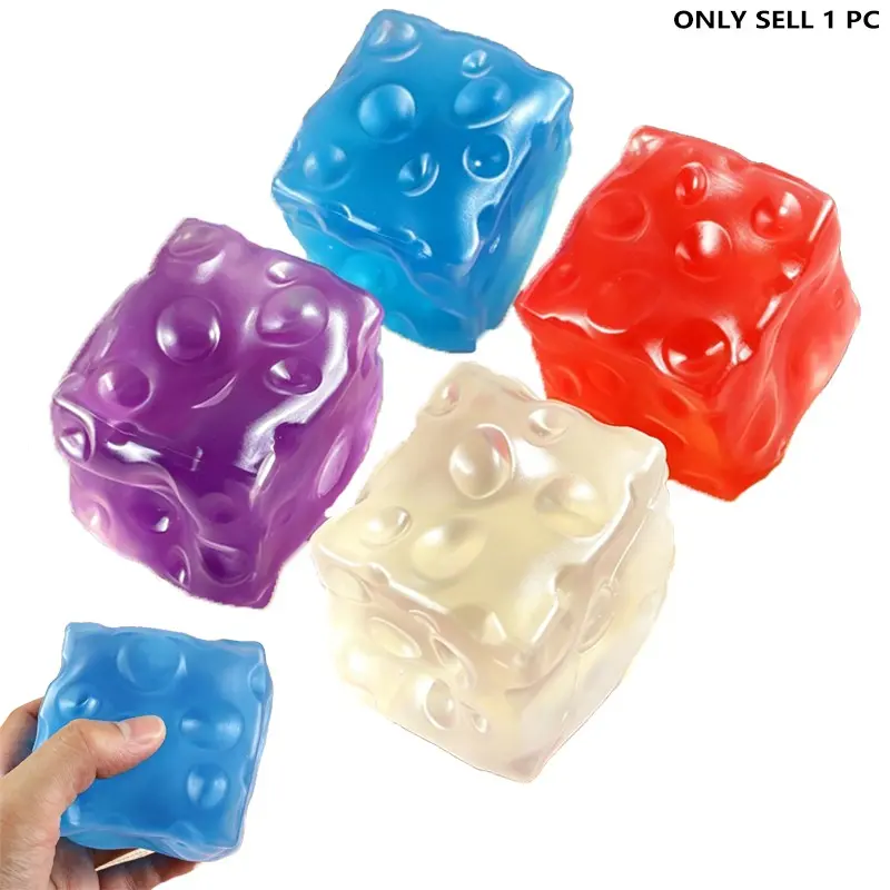 Cheese shaped soft elastic ball - with a soft jelly texture and bubble gum texture, the cube is soft and malleable, and the senses slowly rise. It is a decompression toy used to relieve stress and relax the body and mind