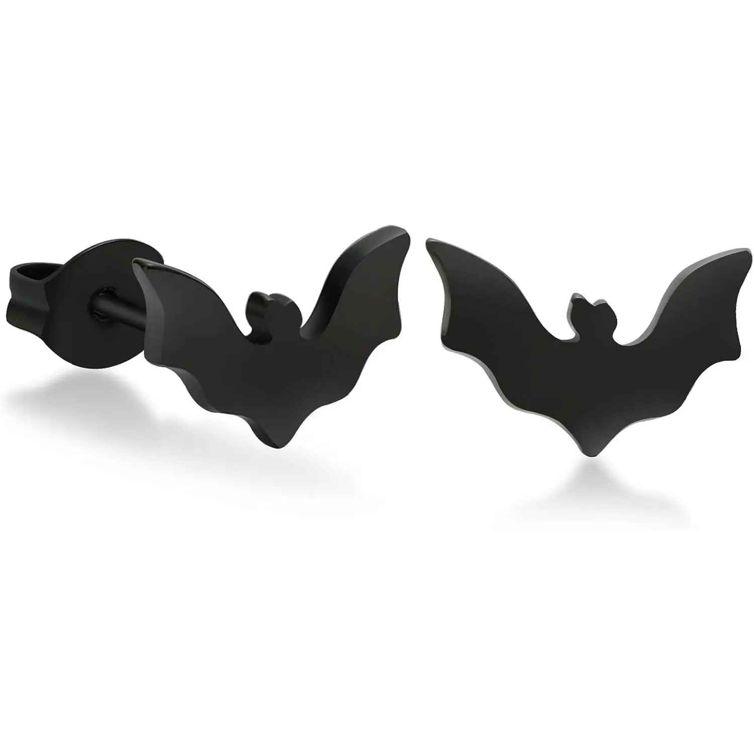 TGNEL Black Fashion Titanium Gothic Bat Earrings, Hypoallergenic Halloween Stud Earrings for Men Women Sensitive Ears