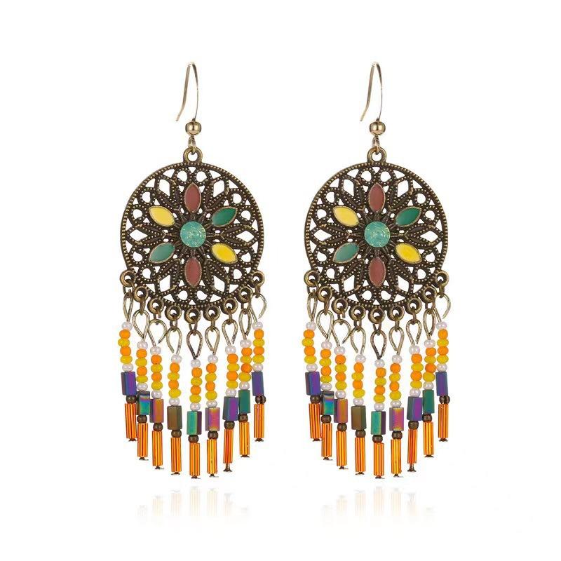 Bohemian Tribal Retro Ethnic Style Long Tassel Earrings for Women, Vacation & Travel Photography Jewelry