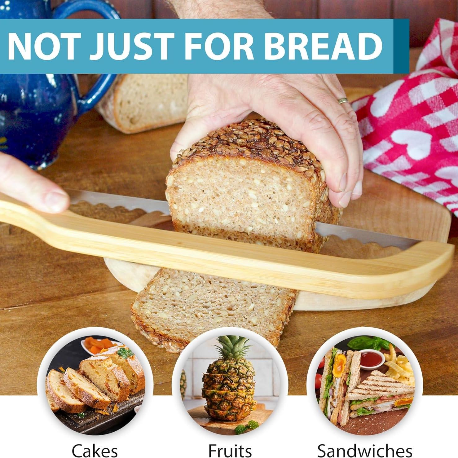 Wooden Bread Knife, 1 Count Stainless Steel Bread Slicing Knife with Hanging Rope, Bread Knife for Homemade Bread Sourdough Bread, Stainless Steel Knives