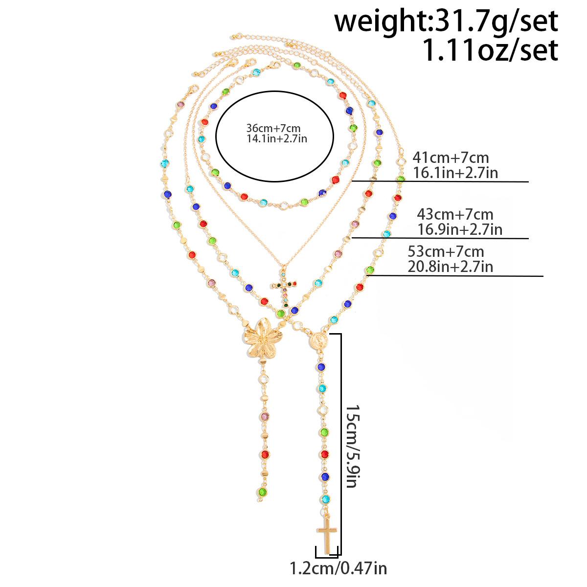 Creative Colorful Y-Shaped Multi-Layer Crystal Necklace – Sweet Style Metal Flower Choker