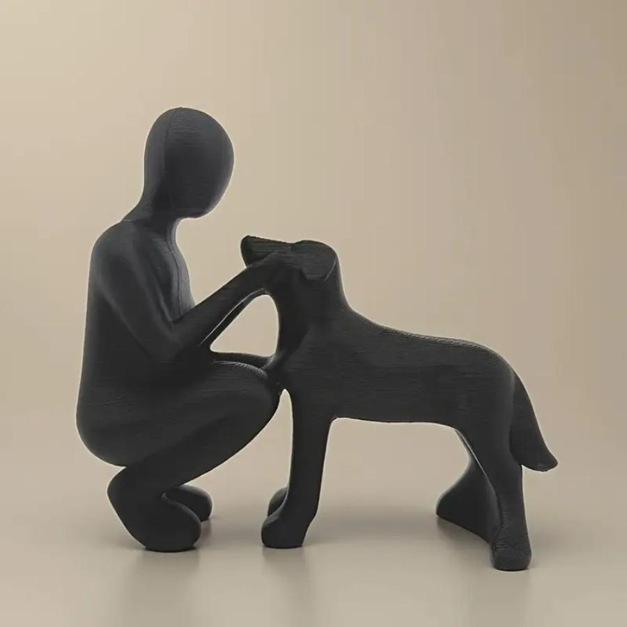 Man & Dog Friendship Statue, Dog Lover Desk Decor, Pet Memorial Gift Man & Dog Friendship Statue, Dog Lover Desk Decor, Pet Memorial Gift