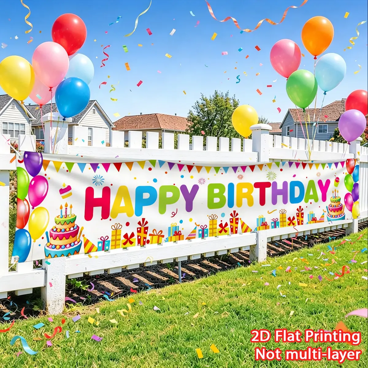 1pc Colorful Fun Birthday Banner Large Banner and Fence Banner Polyester Material Suitable for Decoration in Birthday Party Venues
