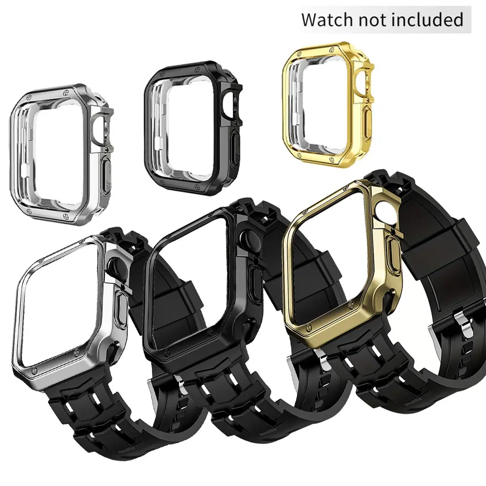 TPU Case Soft Silicone Sport Band Compatible with Apple Watch 11 10 9 8 7 SE 6 5 4 3 2 Men Women Protective Cover for iWatch 38mm 40mm 41mm 42mm 44mm 45mm 49mm