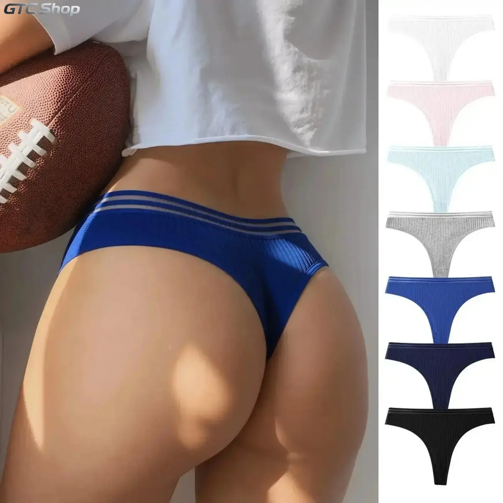 Women 7 Pack Pure Cotton Low-Waist Lace Trim Thong Panties, Breathable Machine Washable Mixed Color Intimates, Elegant Basic Soft Undies, Versatile Lingerie for Everyday Casual Gym Sport & Outdoor Active Daily Wear