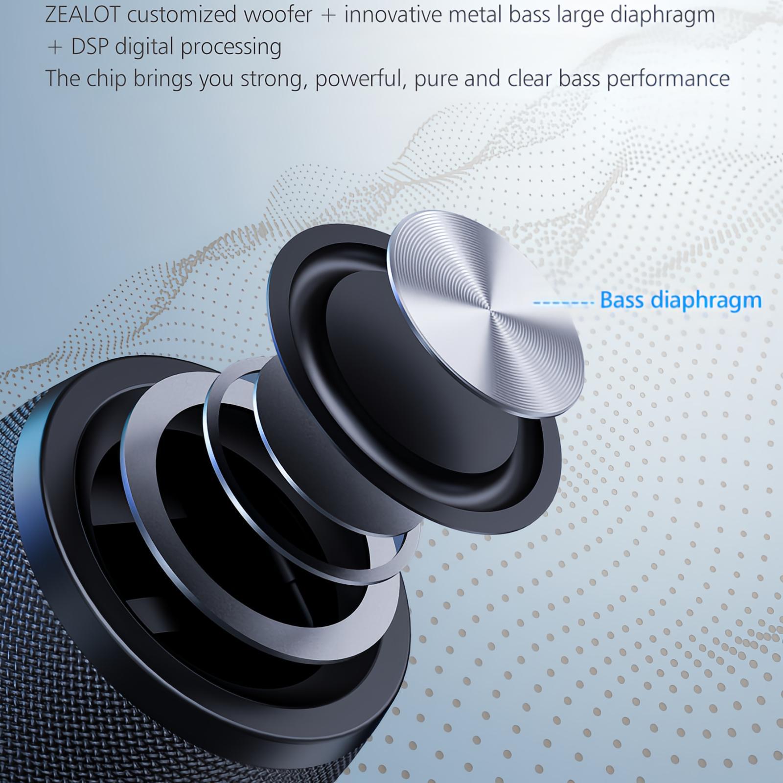 ZEALOT S32 Portable Wireless Speaker, Rechargeable Waterproof IPX4 Speaker, Stereo Pairing Speaker for iOS & Android, Bluetooth Speaker, Loud Volume & Deep bass, Desktop Speaker, Portable Waterproof Speakers #GLOBAL PICKS