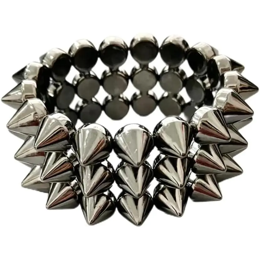 Punk Spiked Bracelet Exaggerated Rivet Studed Spike Bracelets for Women Men Plated   Black  Wrap Bracelet Gothic Goth Rock