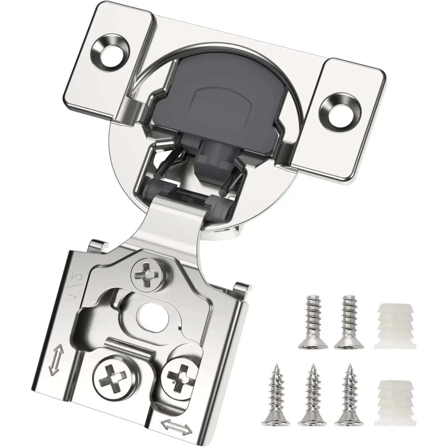 10 Pack 1/2" Overlay Concealed Soft Close Hinges for Face Frame Doors, Self Closing Hidden Hinge with 3-Way Adjustability, Satin Brushed Nickel, 105 Degree Open Angle for Kitchen Storage Cabinet