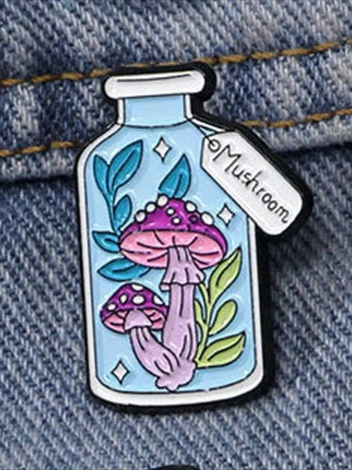 Vintage Purple Mushroom Glass Bottle Brooch for Women, Cute Enamel Pin, Plant Fairy Tale Fashion Decor Brooch for Party Daily Wear