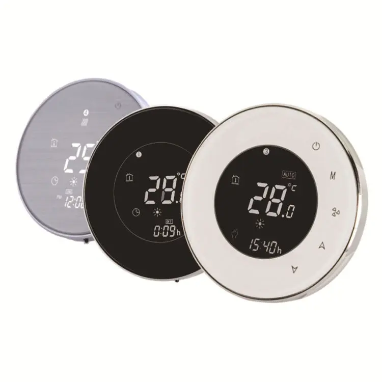 Smart WiFi Digital LCD Home Thermostat Panel (8.6x8.6cm Wall Mount, Standard Embedded Dimension) with Timing Startup/Shutdown, Constant Temperature Locking, Remote Control, Abnormal Circuit Protection for Fan Coil Units & Central Air Systems