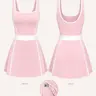 Women's Sleeveless Backless Colorblock Sports Dress, Inner Lined Briefs Shorts + Pocket Design, Waist Color Block Cinched Fashion Casual Gym Wear Sporty Dress, Active Dresses, Workout Dress, Exercise Dress, Fitness Workout Dress