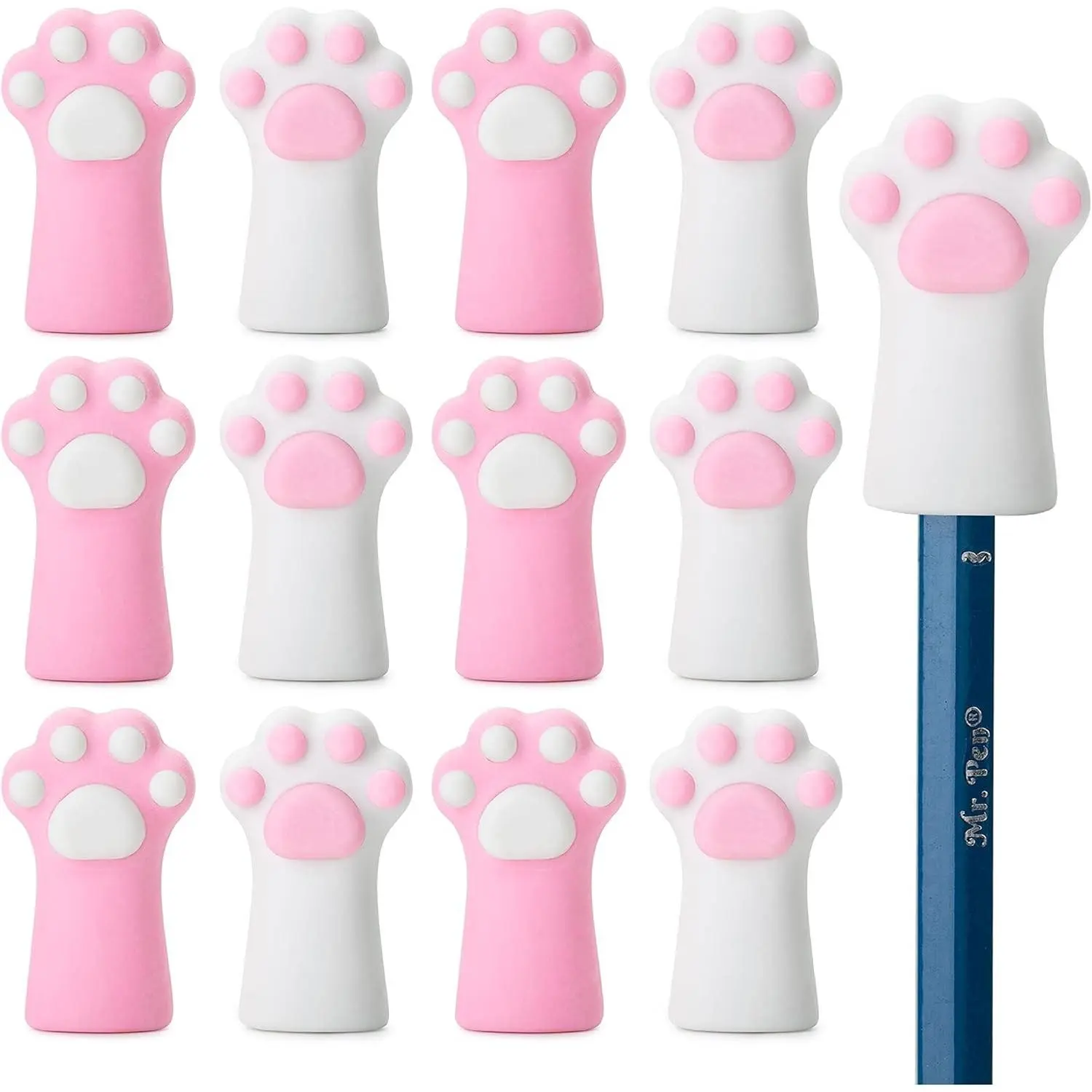 Cat Paw Top Eraser, 12 Pack, Cute Erasers for Kids | Pencil Erasers Toppers, Fun Eraser