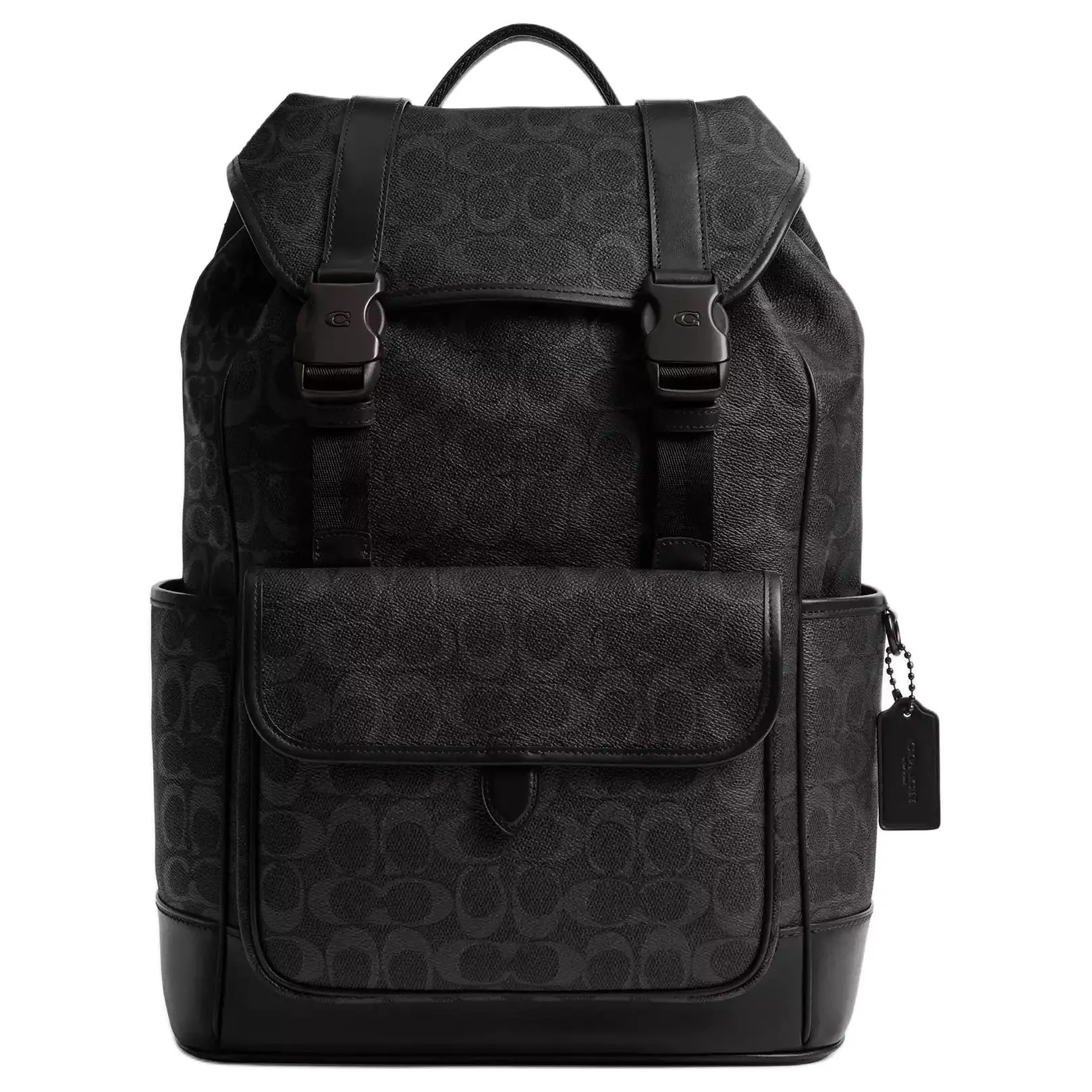 COACH League 29 Drawstring Backpack with Quick-Release Clasp, Full-Grain Leather, Large Size, Men’s, Black