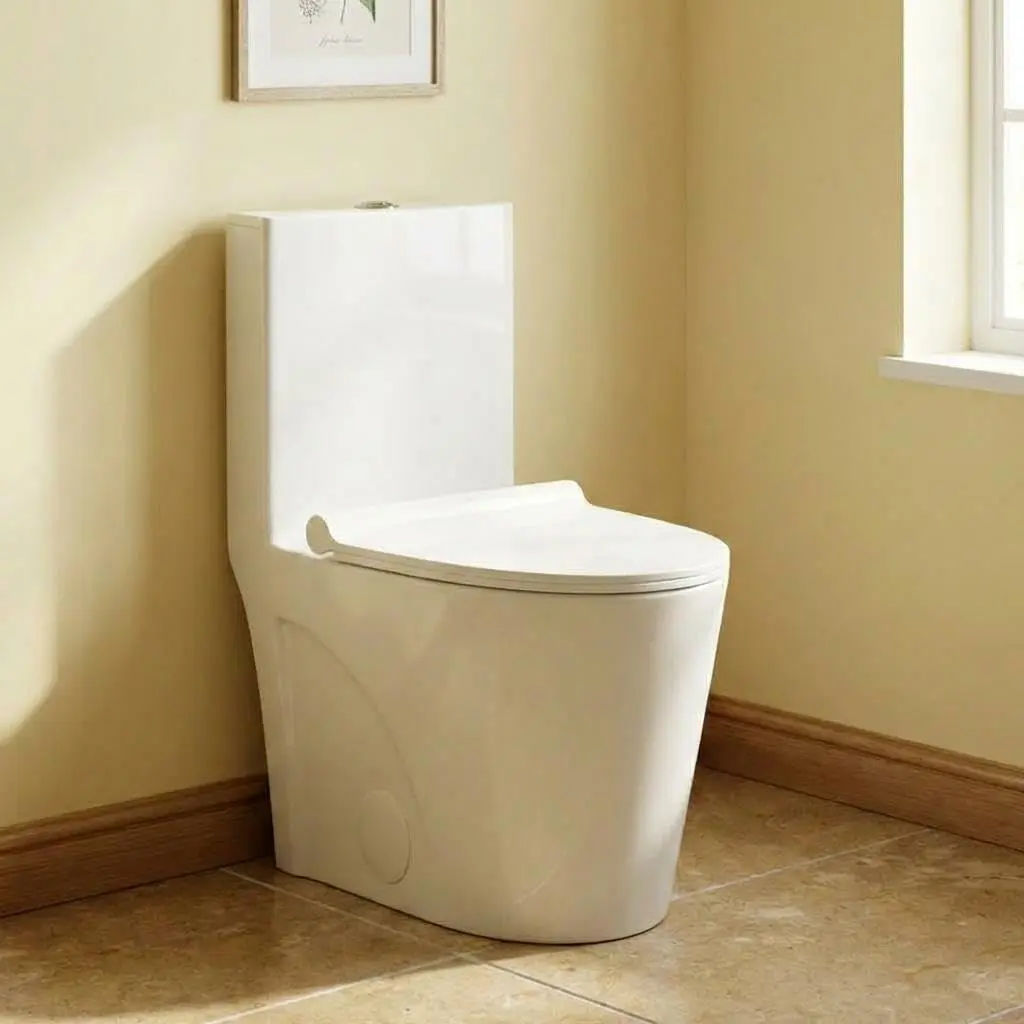 One-Piece Toilet for Bathroom, Comfort Height 16", Elongated with Under-Locking Lid, Soft Close Seat, Dual Flush, Powerful Flush
