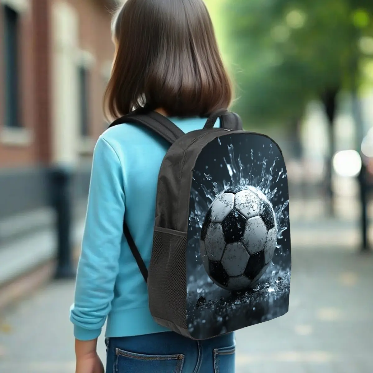 1pc 1pcs Football-Themed Backpack Suitable for School, Travel & Work - Lightweight Large Capacity Laptop Bookbag with Water Bottle Holder, Adjustable Straps & Soccer Print, Durable / Backpack, Ideal Gift for, Students, Fans