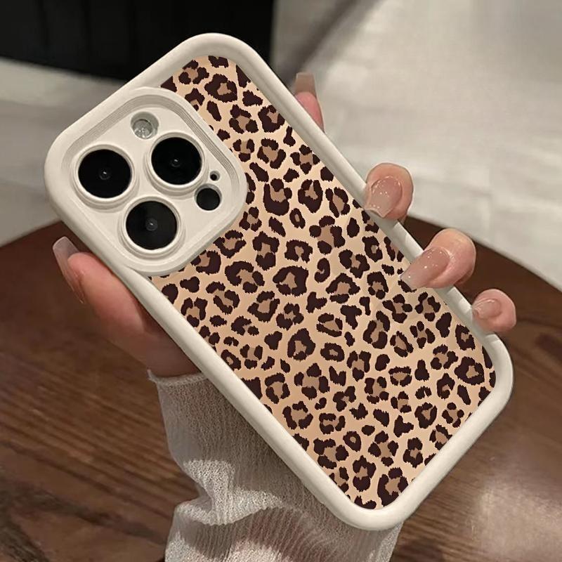 Leopard Print Case for IPhone 17 Pro Max 16 Plus 15 14 13 12 11 Air E Shockproof Non Slip Military-Grade Protection Silicone Cover
