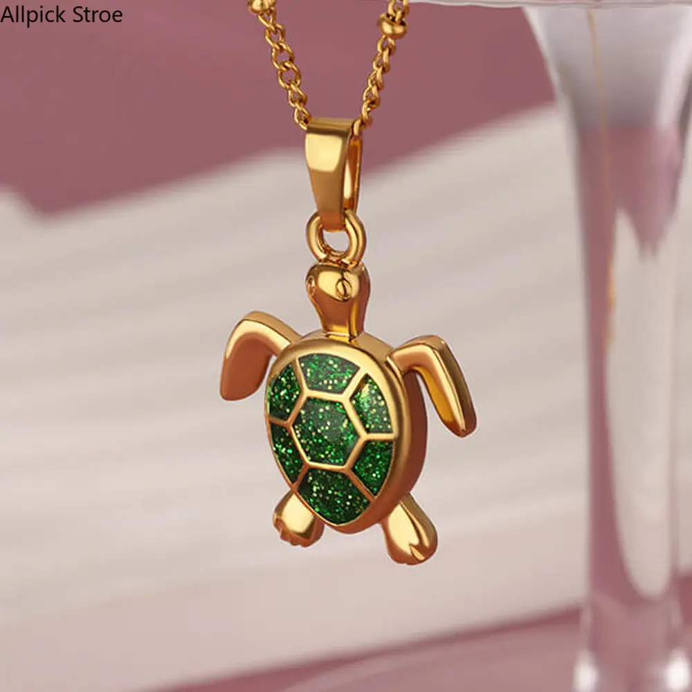 Women's Beach-Style Stainless Steel Animal Sea Turtle Pendant Bag Charm Keychain, Turtle Shaped Charms & Twillies with Colorful Bead Chain, Casual Luggage & Bag Accessory
