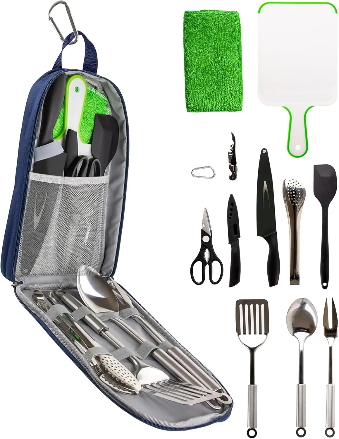Baby & Maternity Compact 12-Piece Camp Cooking Utensil Set with Portable Carry Case, High-Quality Stainless Steel Spoon & Fork, Outdoor Kitchen Gear for Camping, Travel, Affordable Prices, Easy Support, No Warning Applicable