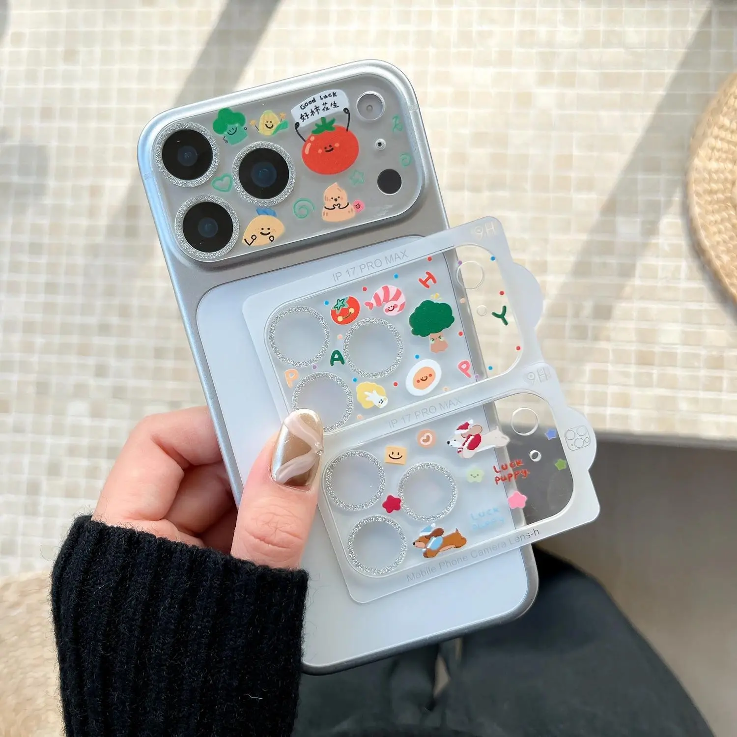 Cute Cartoon Glitter Circle HD Camera Lens Protector For iPhone 17 Pro Max 17pro Protective Glass Lens Screen Protectors
