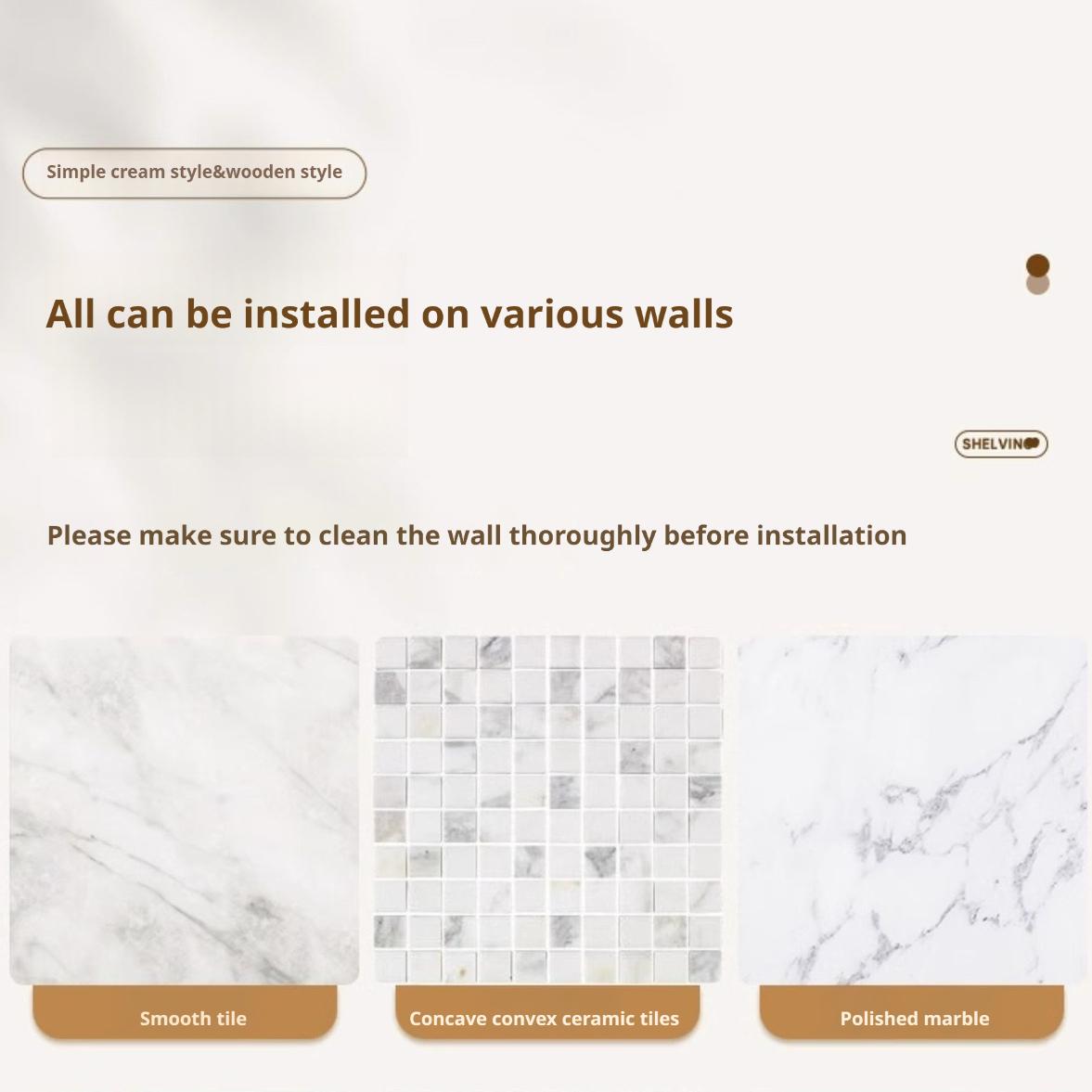 Wooden Wall Mounted Storage Rack No Drilling Required