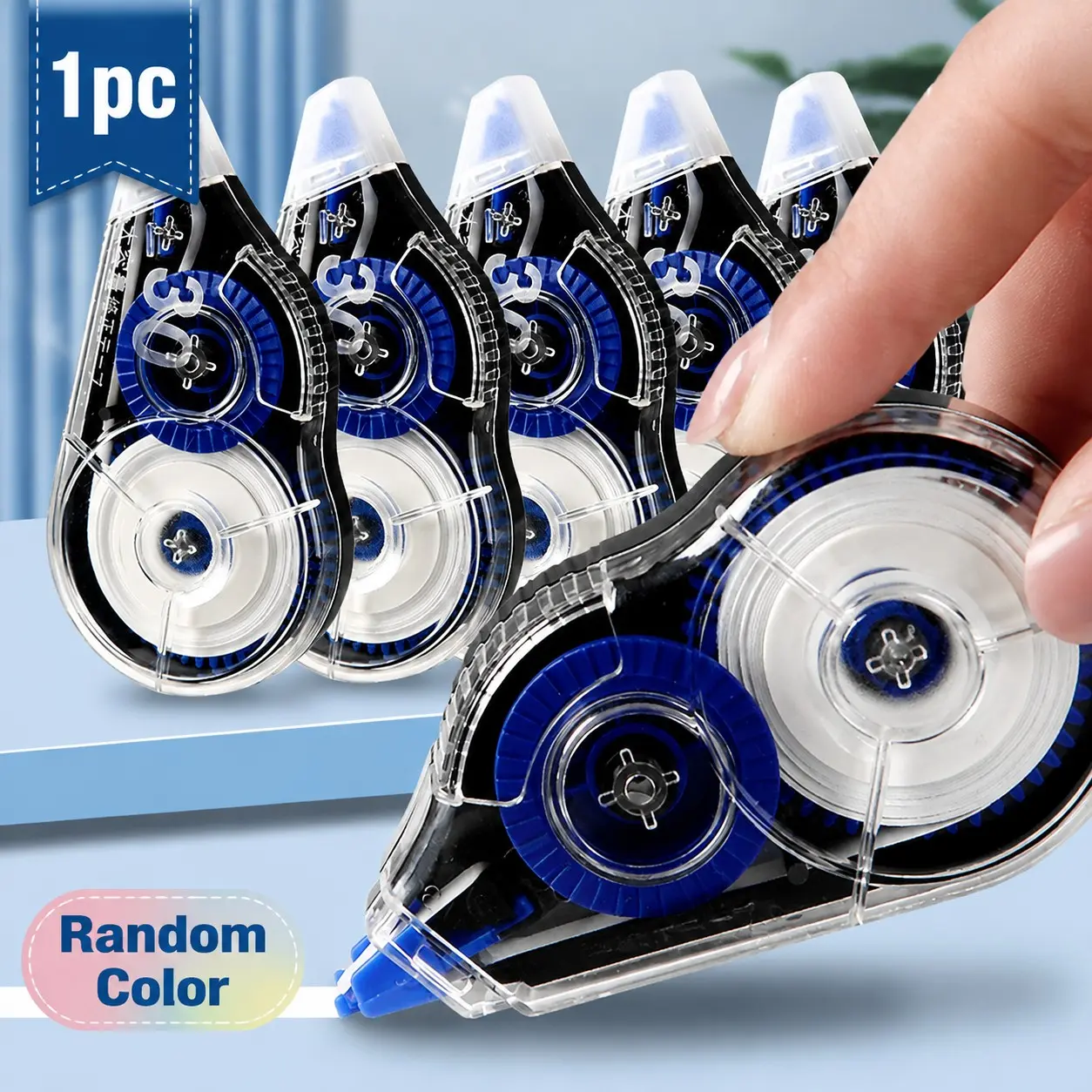 Large Capacity Correction Tape, Simple Transparent Cute Design, Smooth Release, Silent Erase, Ideal for Students and Office Supplies, Random Color