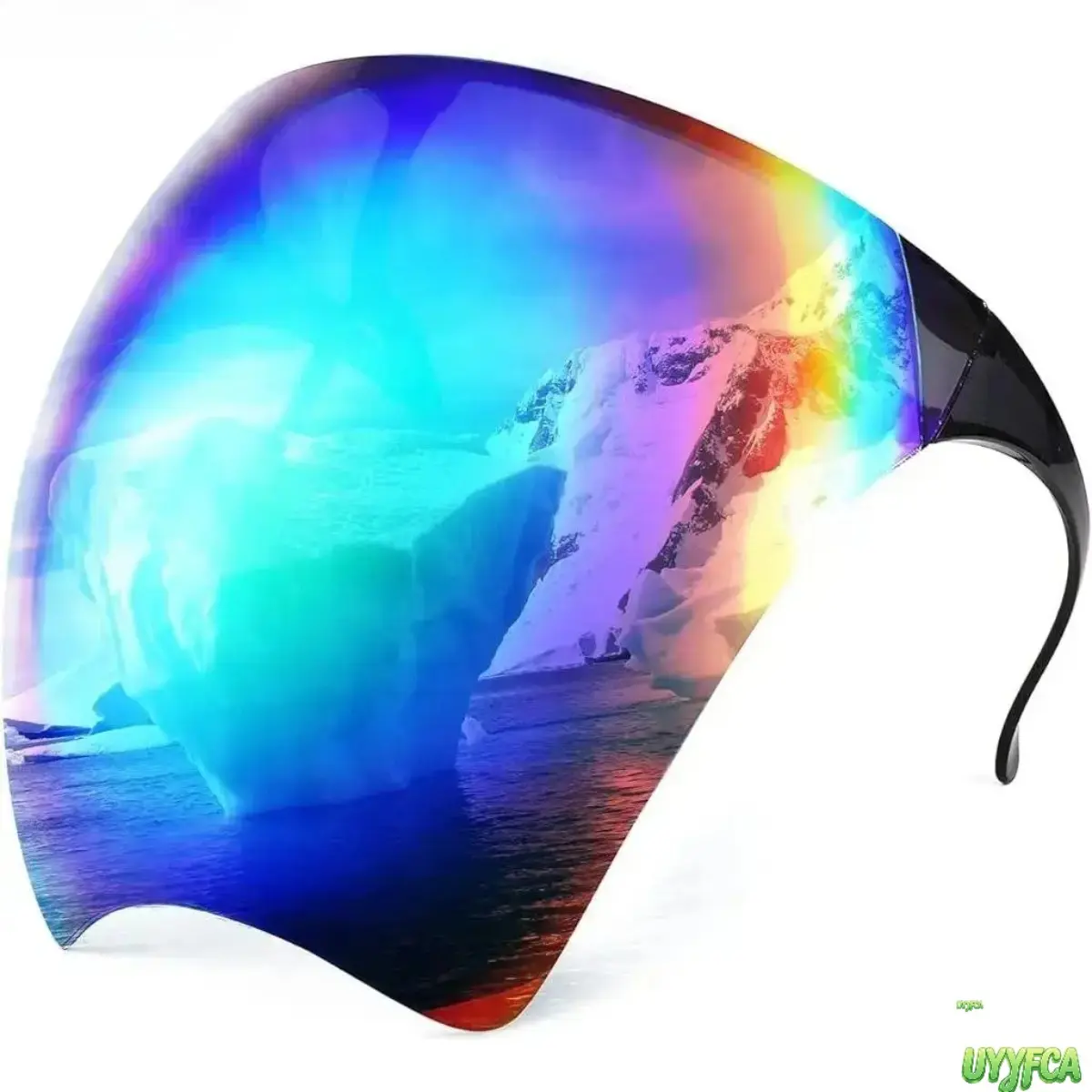 Futuristic Full Face Shield Visor Sunglasses, Anti Fog Mirror Coated Wrap Around Lens with UV 400 Protection, Wind Dust Splash Proof One Piece Eyewear with Soft Integrated Nose Pad, Cyberpunk Unisex Goggles for Cycling Hiking Sports