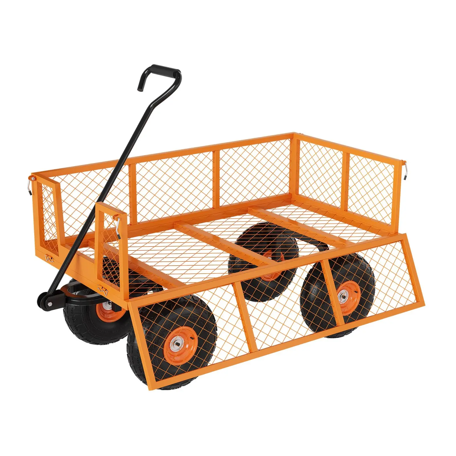 Steel Mesh Garden Cart 500 LBS Utility Wagon Removable Sides Flexible Handle Yard Lawn Garden