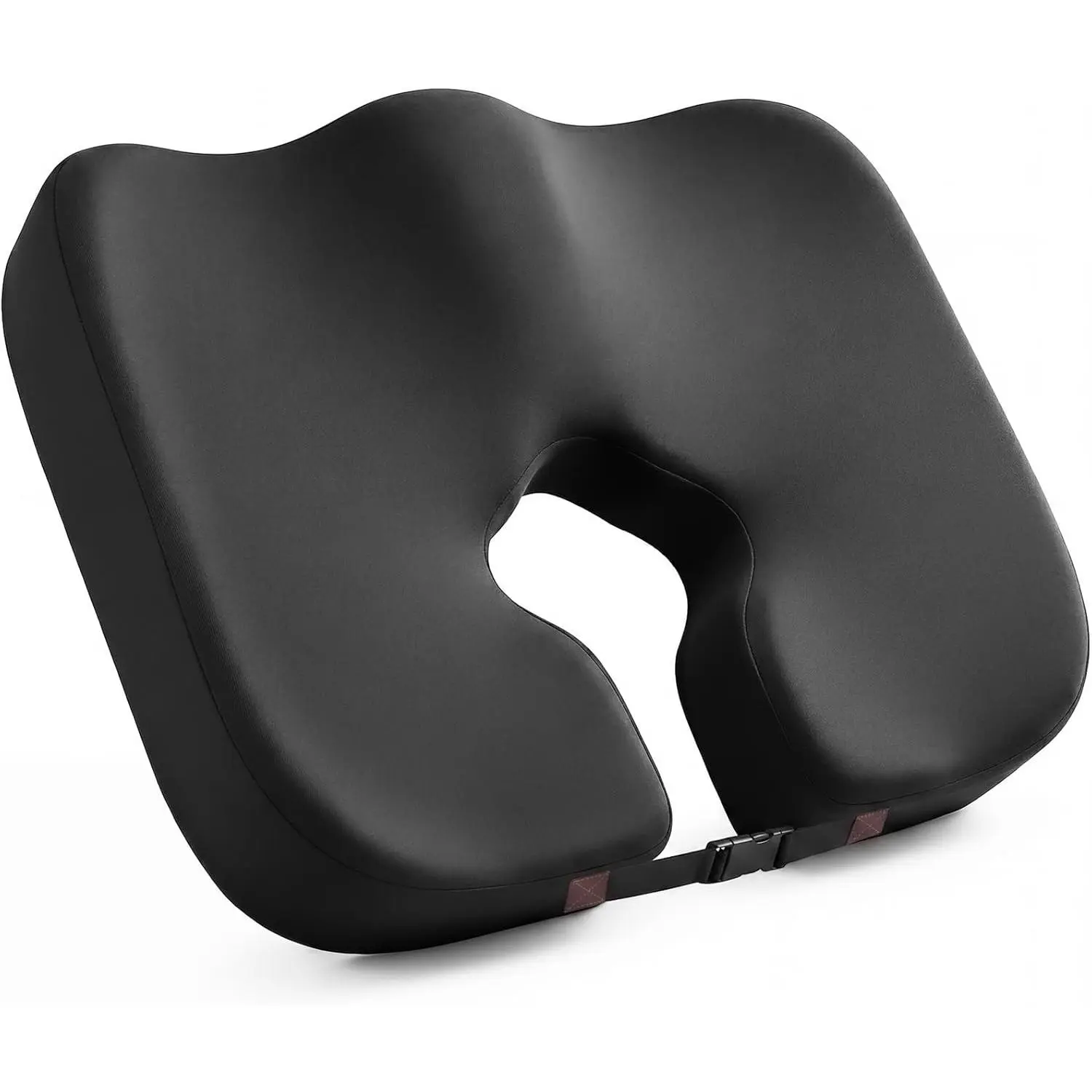 Wheelchair Seat Cushion with Hole and Tailbone Cutout for Pressure Relief, Ergonomic Wheelchair Donut Pillow Relieve Coccyx, Sciatica, Hemorrhoid & Pressure Sore, with Anti-Slip & Strap, 17" W x 16" L