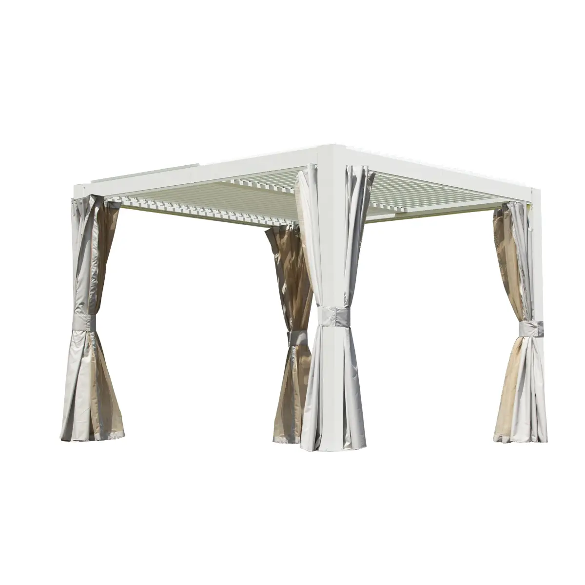 10x10 FT Outdoor Louvered Pergola with Adjustable Louvers-White