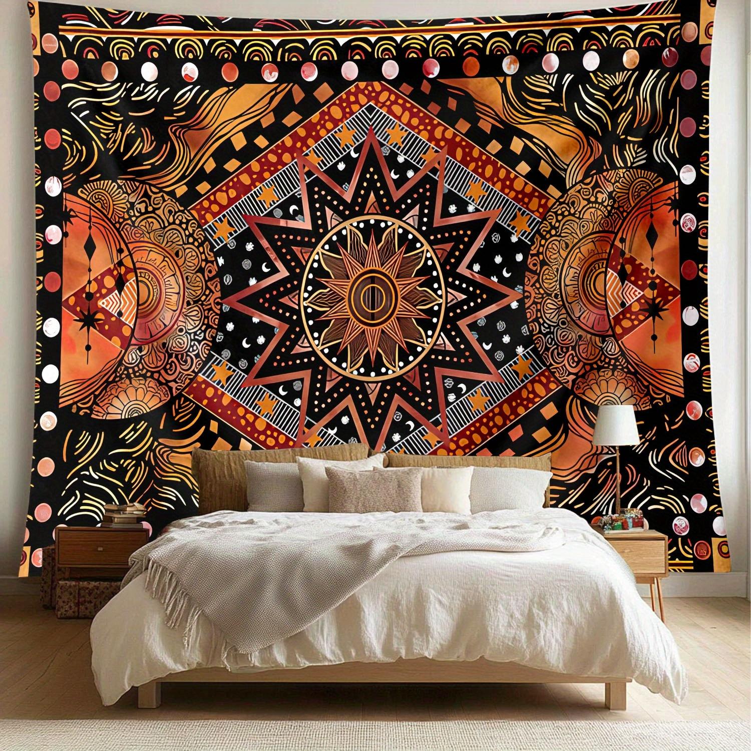 One large polyester Bohemian mandala tapestry wall piece, featuring a vibrant ethnic design, is suitable for decorating living rooms and bedrooms. funny tapestry durable man