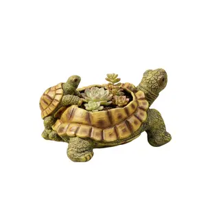 Turtle Resin Flower Pot, Creative Animal Succulent Planter, Outdoor Garden Decor, Unique Patio Ornament, Durable Plastic Material