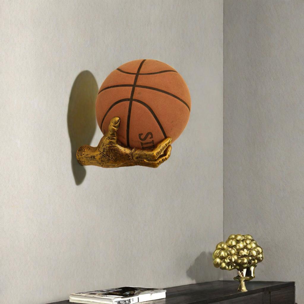 Creative Wall Mounted Basketball Holder, 1 Count Resin Hand Shaped Basketball Display Rack, Basketball Storage Rack, Home Decor Supplies, Rack Only, Wall Mount Organizer