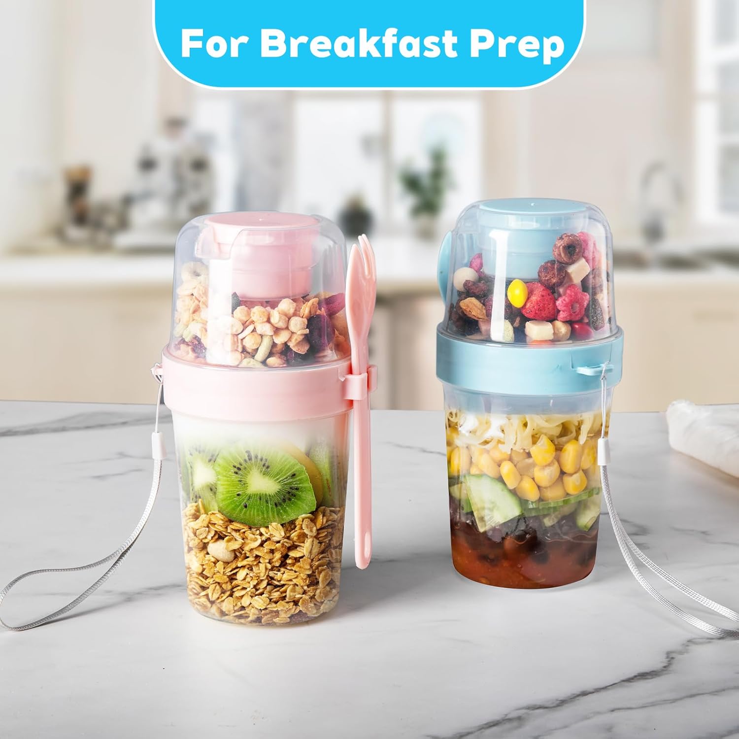 4 yogurt parfait cups, covered yogurt container, overnight oatmeal container, reusable parfait container, small Mei Sen jar for salad, pre-meal preparation, snacks and oatmeal.