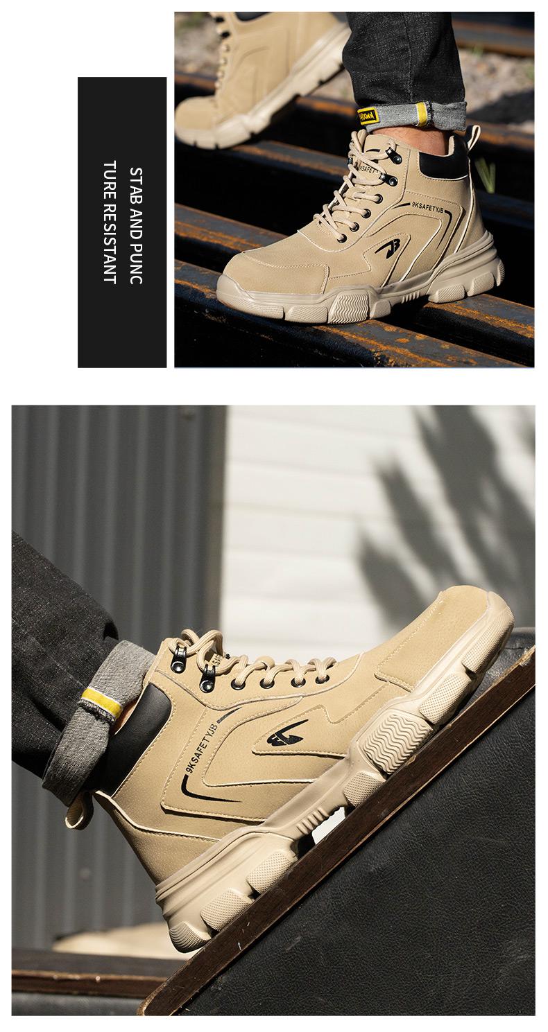 Men's Durable High-Top Steel Toe Safety Shoes, Slip-Resistant, Anti-Puncture, Anti-Crush, Suitable for Work, Industry, Construction, Security, Comfortable & Breathable, Warm for Autumn/Winter Product Model：9193