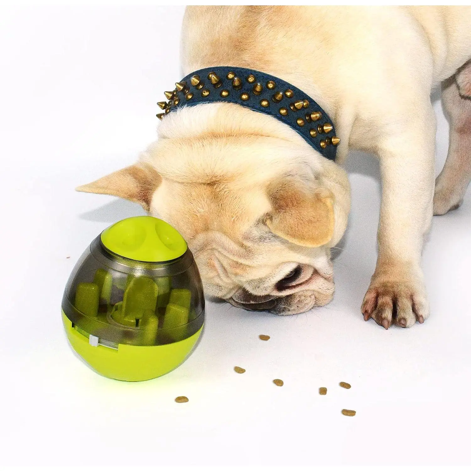 &  Interactive  , Puzzle  Ball for Frenchie, Slow Feeding Ball (Green)