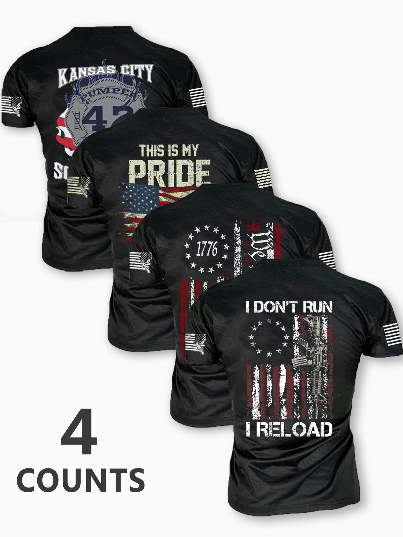 Men's Flag Print Round Neck Tee, Regular Fit Casual Streetwear Short Sleeve Crew Neck T-Shirt for Summer, Men's Top for Daily Wear