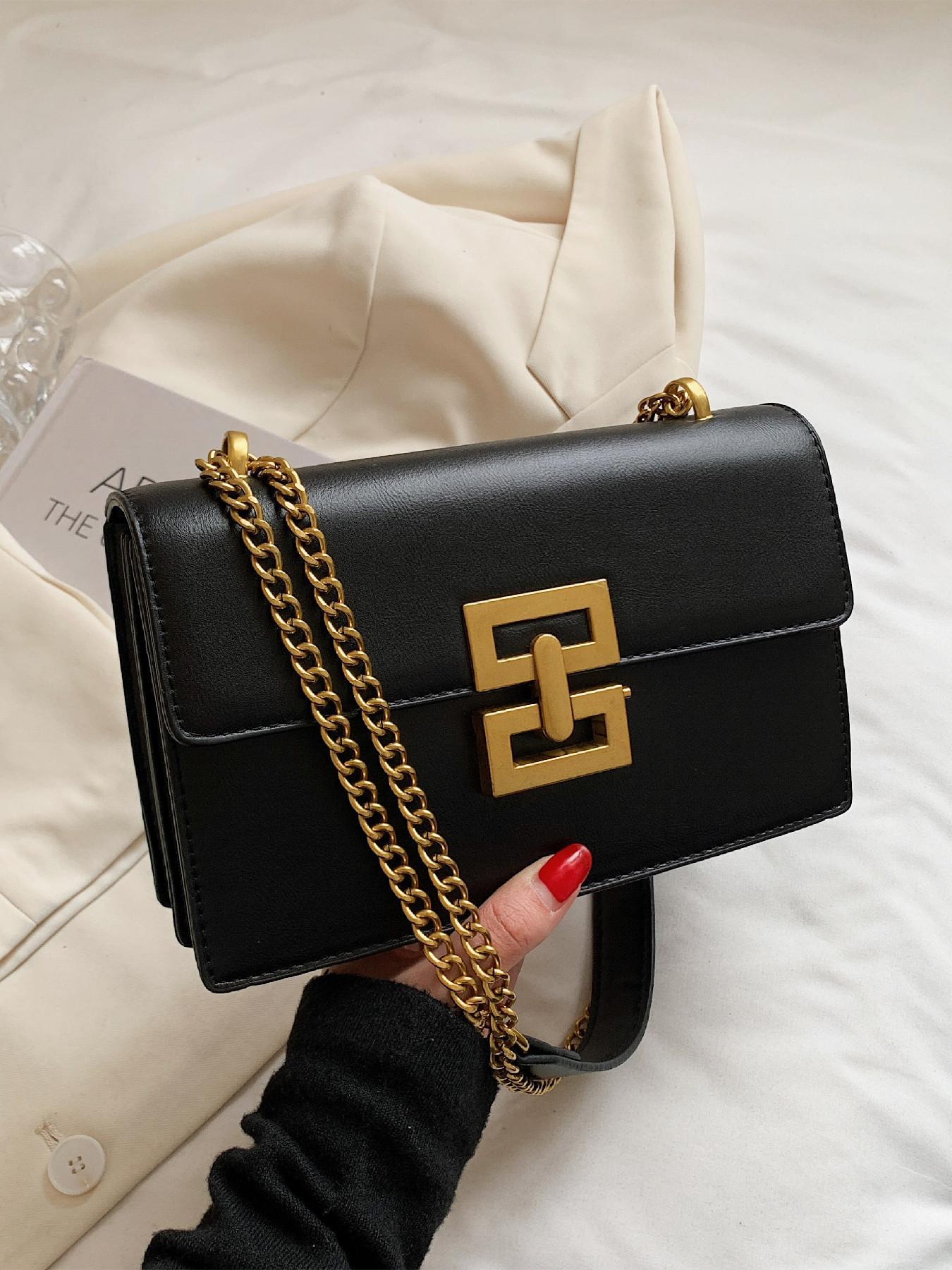 Fashion Chain Strap Quilted Pu Leather Square Bag, Simple Plain Rhombus Embossed Fashionable Crossbody Bag, with Adjustable Shoulder Strap, Daily Commuting for Women, Handbag Shoulder Bag