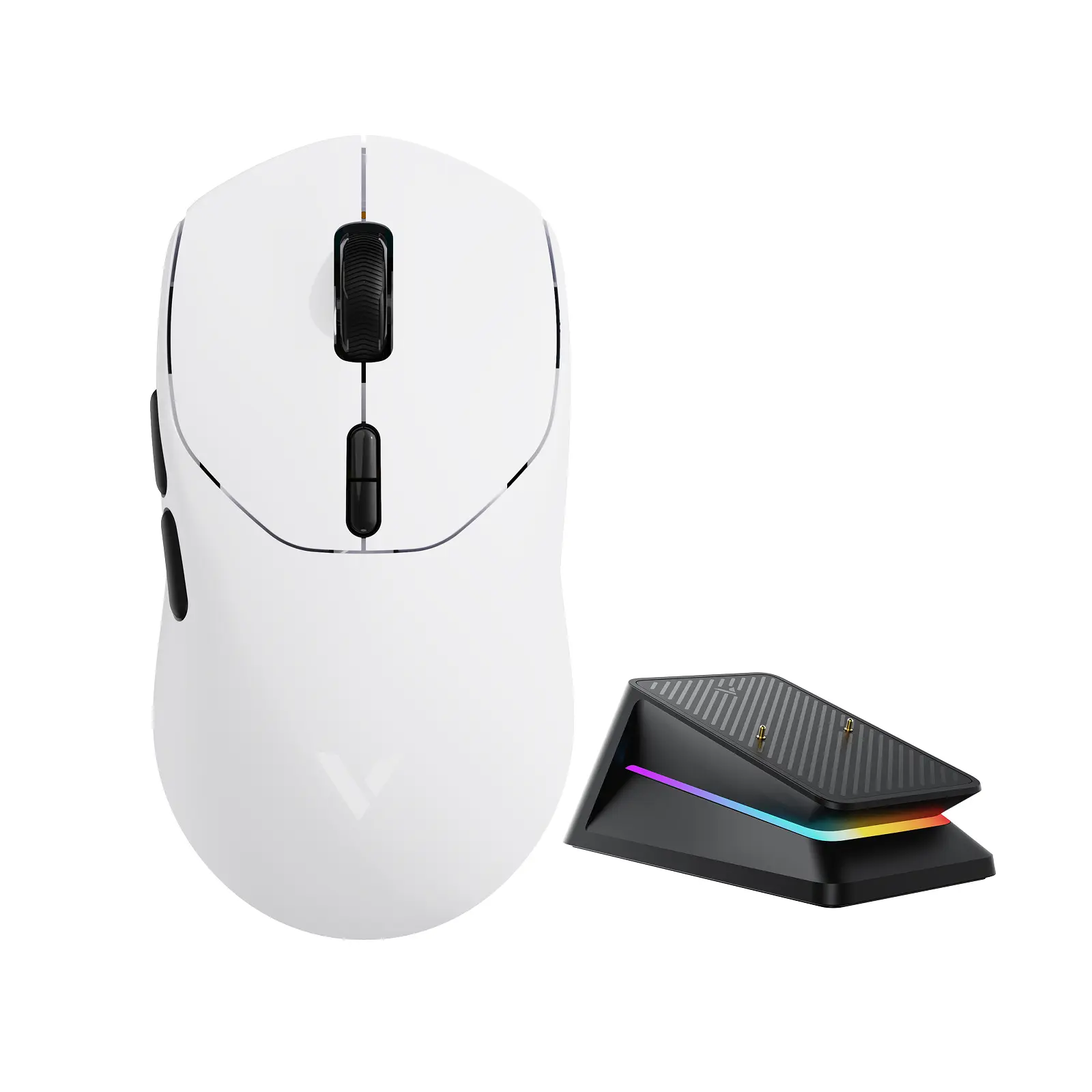 Rapoo VT1 Wireless Gaming Mouse with P5 RGB Mouse Charging Dock - True 8K Wireless Polling Rate, 26000 DPI, 49g Lightweight, 750-Hour Max Battery Life, 100M Mechanical Switch, 10 Programmable Buttons, On-Board Memory, Compatible with PC, Mac, Windows
