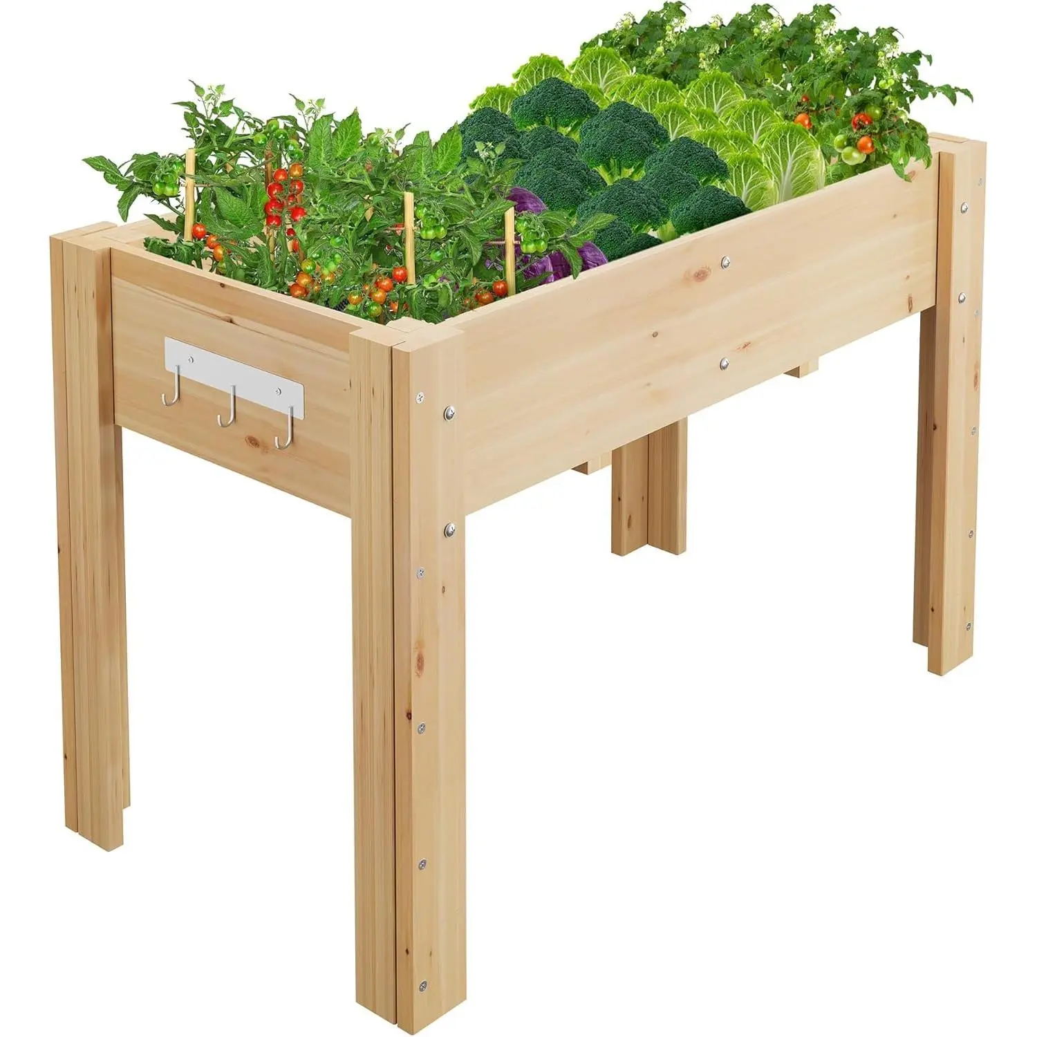 67" Tall Wooden Raised Garden Bed with Trellis & Roof – Elevated Planter Box with Legs, Hooks & Drainage Holes – Spacious Outdoor Planting for Vegetables, Flowers, Herbs – Perfect for Patio, Balcony, Yard, Deck