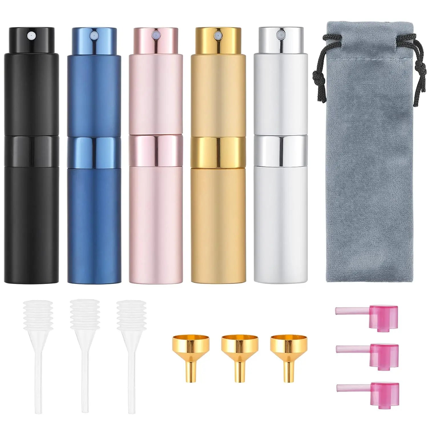 8ml Luxury Refillable Travel Perfume Atomizer - Unisex Cosmetic Empty Mini Cologne Spray Bottle, Portable Small Aftershave Liquid Dispenser, Empty Bottle, Compact, Portable Spray, Atomizer Bottle