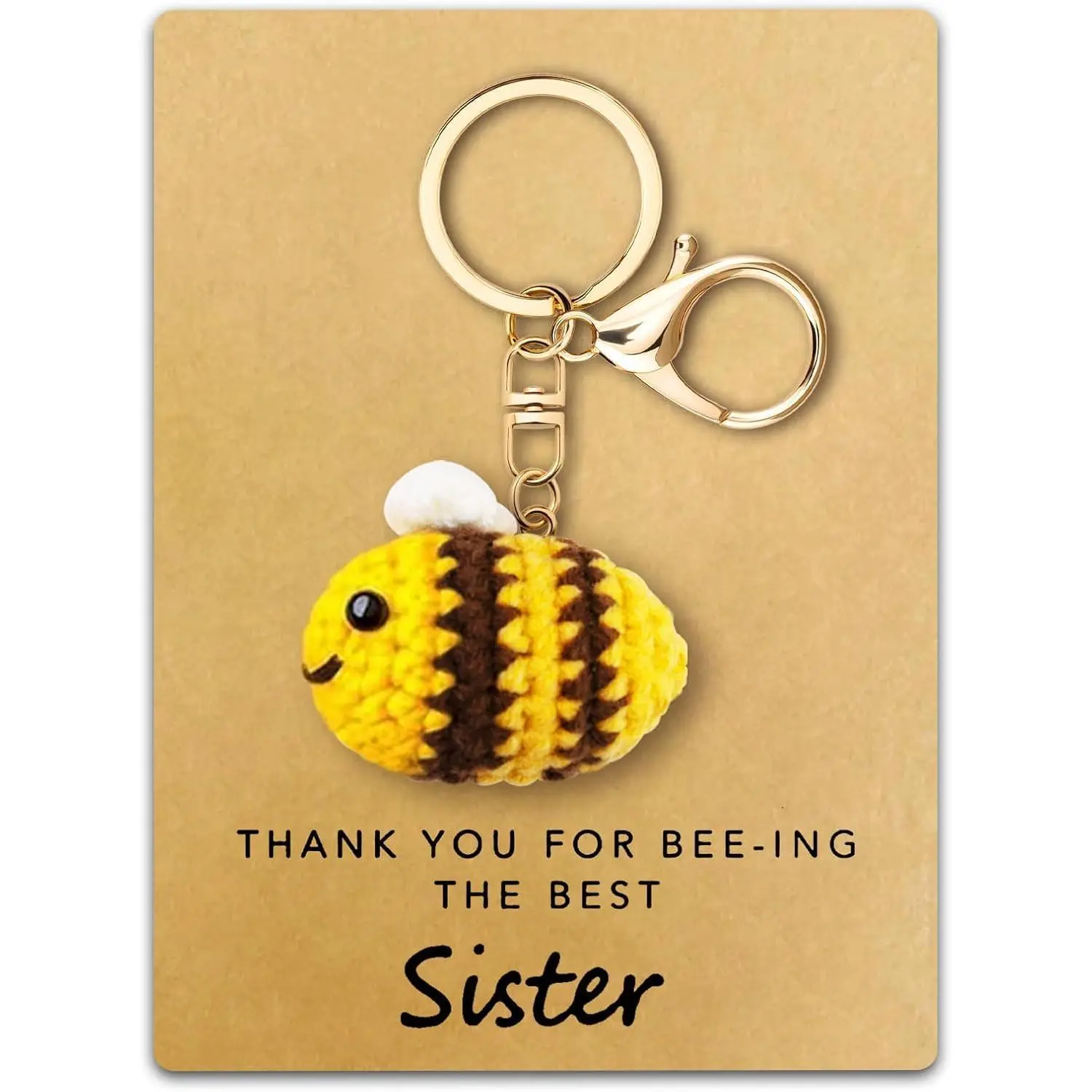 Bee Crochet Keychain for Mom Christmas Gift Ideas Small Stocking Stuffer