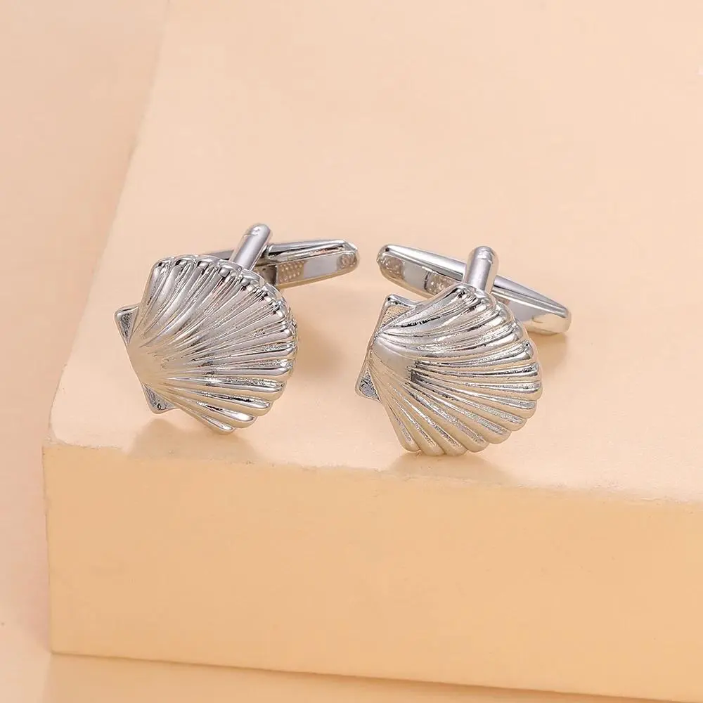 Funny Scallop Shaped Mens Cufflinks Marine Animal Seafood Design Sleeve Button