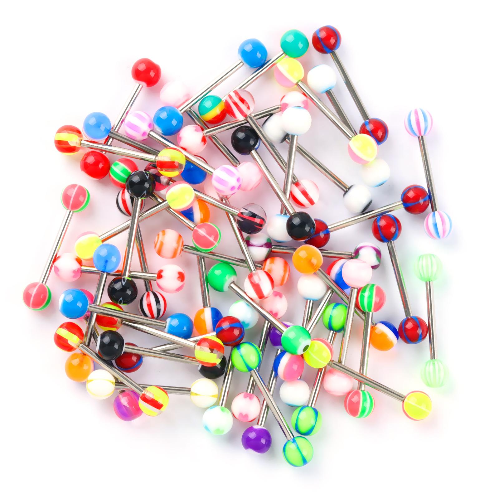 316L Stainless Steel Mixed Style Body Piercing Jewelry Set with Case, Colorful Nose Rings Tongue Rings Eyebrow Rings, Hypoallergenic Piercing Kit for Women Men