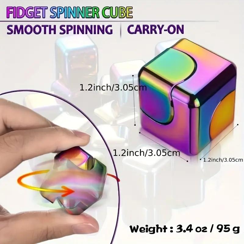 Square Toy, 1 Count Metal Rotate Puzzle Cube, Fidget Spinner, Anti Stress Edc Fingertip Toys for Special Needs & Adhd Autism, Gift Ideas