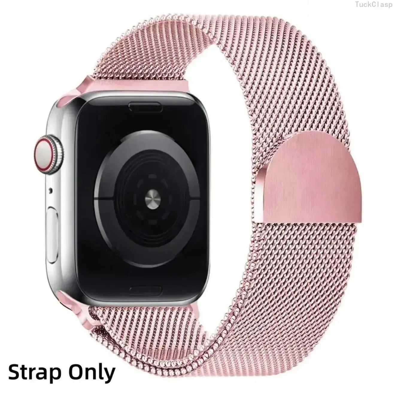 Magnetic Milanese Loop Watch Band Compatible with Apple Watch Series 1–11, SE & Ultra 1–3, Waterproof Stainless Steel Mesh Replacement Strap for 38–49mm, Stylish Metal Band for Men Women Daily & Spring Wear